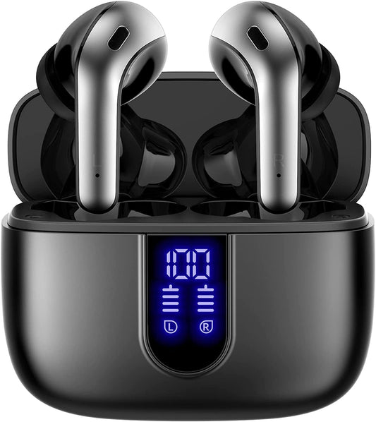 Applexdop Bluetooth Headphones True Wireless Earbuds 60H Playback LED Power Display Earphones with Wireless Charging Case IPX5 Waterproof in-Ear Earbuds with Mic for TV Smart Phone Laptop Computer Sports